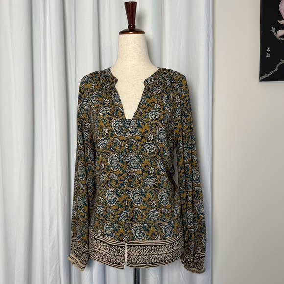 Faherty Tops - Faherty Floral Button Front Blouse Size Small Boho